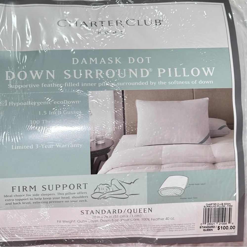 Charter Club White Damask Dot Surround Pillow (1-pack) - Standard/Queen Size